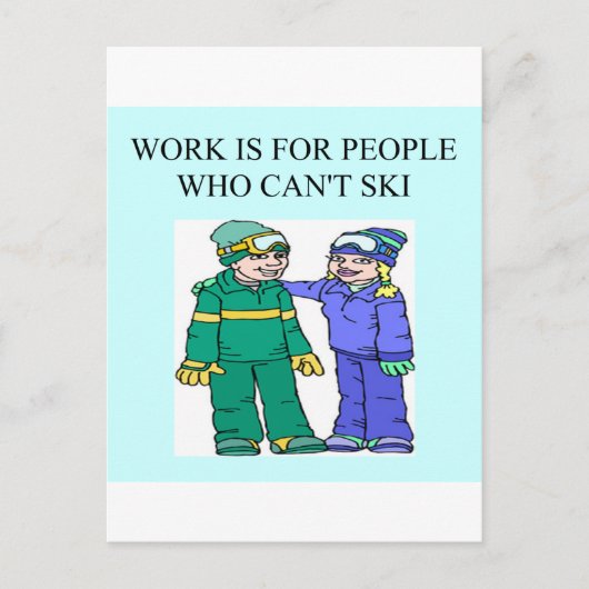 skiërs briefkaart (Voorkant)