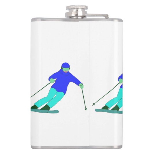 Skiers Downhill Skiing Heupfles (Achterkant)