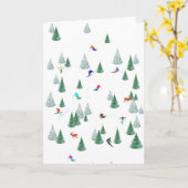 Skiers Downhill Skiing Illustratie Ski Party Kaart (Gele Bloem)