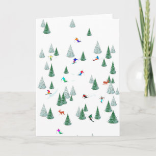 Skiers Downhill Skiing Illustratie Ski Party Kaart