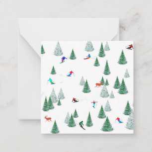 Skiers Downhill Skiing Illustratie Ski Racing Notitiekaartje