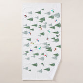 Skiers Downhill Skiing Illustration Badhanddoek (Badhanddoek)