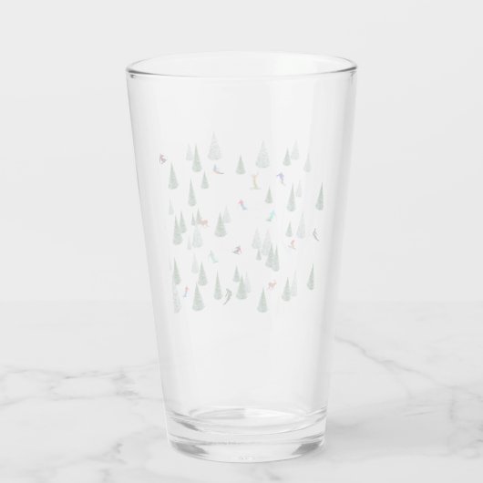Skiers Downhill Skiing Illustration Glas (Achterkant)