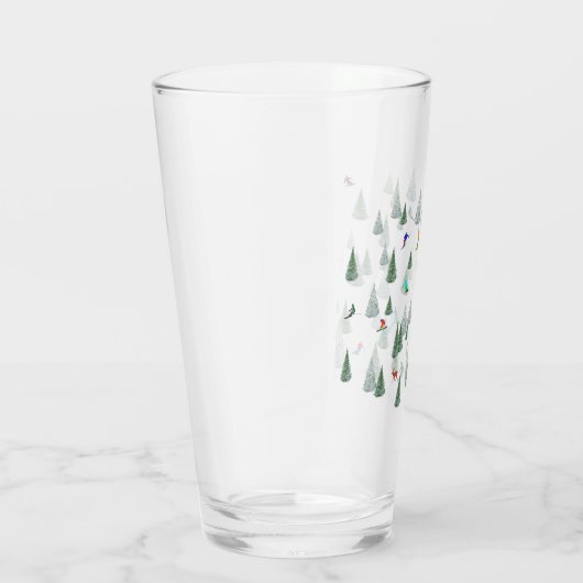 Skiers Downhill Skiing Illustration  Glas (Rechts)