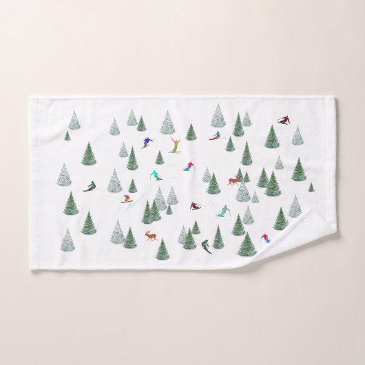 Skiers Downhill Skiing Illustration  Handdoek (Handdoek)