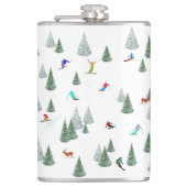 Skiers Downhill Skiing Illustration  Heupfles (Voorkant)