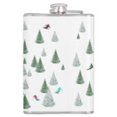 Skiers Downhill Skiing Illustration  Heupfles (Achterkant)