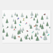Skiers Downhill Skiing Illustration Inpakpapier Vel (Voorkant)