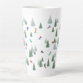 Skiers Downhill Skiing Illustration  Latte Mok (Voorkant)