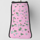 Skiers Downhill Skiing Illustration Pink Golfheadcover (Draai 90)