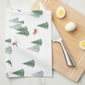 Skiers Downhill Skiing Illustration  Theedoek (Quarter Fold)