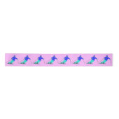 Skiers Downhill Skiing Pastel Pink Satijnen Lint (Voorkant)