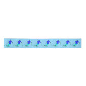 Skiers Downhill Skiing Sky Blue Satijnen Lint (Voorkant)