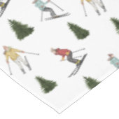 Skiërs En Sparren Watercolor Kerstpatroon Tafelkleed (Gekanteld)