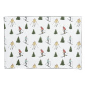 Skiërs En Sparrenbomen Aquarel Winterpatroon Kussensloop (Voorkant-Links)