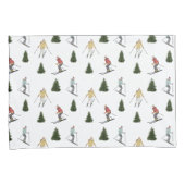 Skiërs En Sparrenbomen Aquarel Winterpatroon Kussensloop (Voorkant-Rechts)
