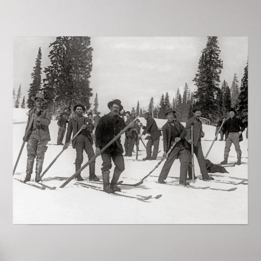 Skiërs in Colorado, 1910. Oude foto Poster (Voorkant)
