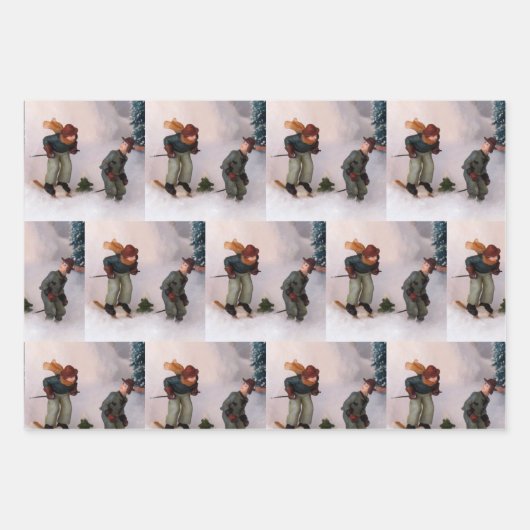 Skiër's inpakpapier blad set (Voorkant 3)