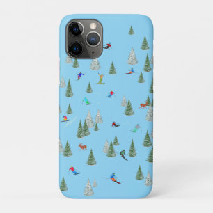 Skiërs Langlaufen Illustratie Bleekblauw Case-Mate iPhone Case