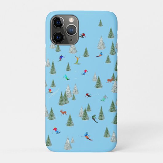 Skiërs Langlaufen Illustratie Bleekblauw Case-Mate iPhone Case (Achterkant)