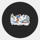 Skiers Men Still Go Skiing In Their Seventies Birt Ronde Sticker (Voorkant)