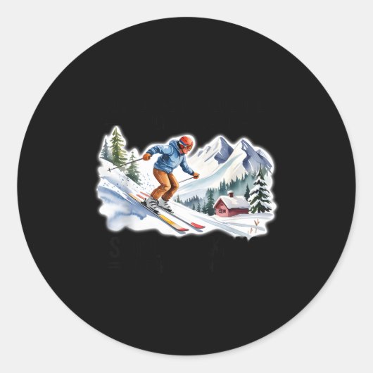 Skiers Men Still Go Skiing In Their Seventies Birt Ronde Sticker (Voorkant)