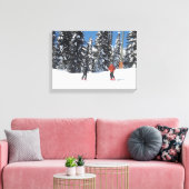 Skiers op een berg met sneeuwbedekking canvas afdruk (Insitu (Woonkamer))
