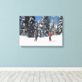 Skiers op een berg met sneeuwbedekking canvas afdruk (Insitu (Houten vloer))