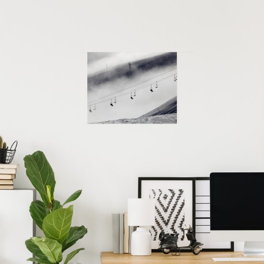 Skiers op een stoellift poster (Thuiskantoor)