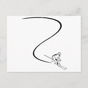Skiers   Ski Skis Skiing Winter Gifts Briefkaart