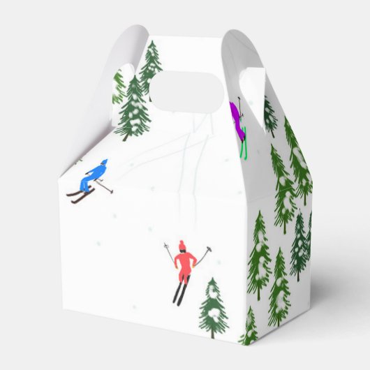 Skiers Skiing Illustratie Ski Kerstmis Bedankdoosjes (Achterkant)