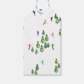Skiers Skiing Illustratie Ski Kerstmis Cadeaulabel (Voorkant)