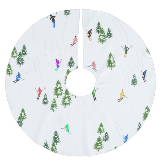 Skiers Skiing Illustratie Ski Kerstmis Kerstboom Rok (Voorkant)