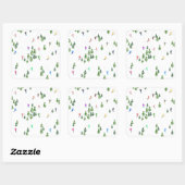 Skiers Skiing Illustratie Ski Kerstmis Vierkante Sticker (Vel)