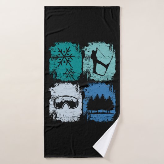 Skiers Skiing Winter Sports Badhanddoek (Badhanddoek)