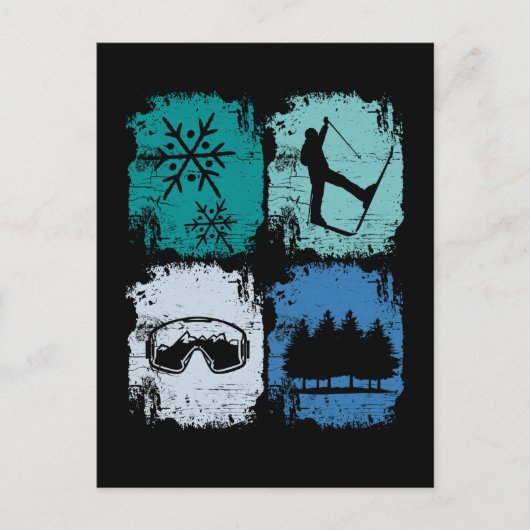 Skiers Skiing Winter Sports Briefkaart (Voorkant)