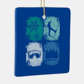 Skiers Skiing Winter Sports Keramisch Ornament (Rechts)