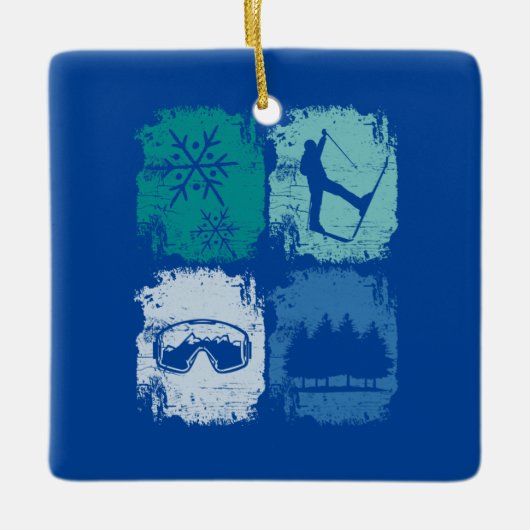 Skiers Skiing Winter Sports Keramisch Ornament (Voorkant)