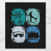 Skiers Skiing Winter Sports Wijn Etiket (Enkel label)