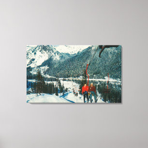 Skiers van de voorzitter Snoqualmie Pass, WA Canvas Afdruk