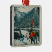 Skiers van de voorzitter Snoqualmie Pass, WA Metalen Ornament (Rechts)