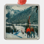 Skiers van de voorzitter Snoqualmie Pass, WA Metalen Ornament (Voorkant)