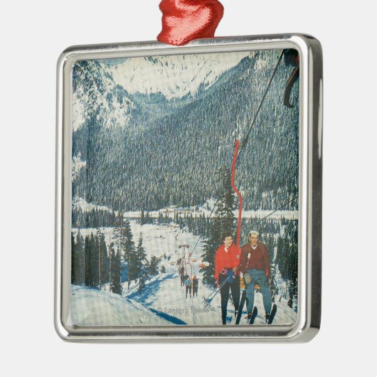 Skiers van de voorzitter Snoqualmie Pass, WA Metalen Ornament (Links)