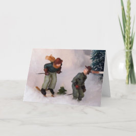 Skier's Village-kerstKaart Feestdagen Kaart