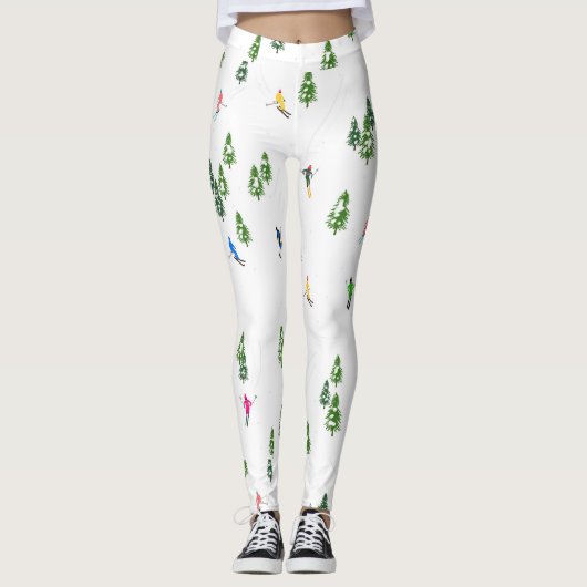 Skiers voor kerstmis op feestdag leggings (Voorkant)