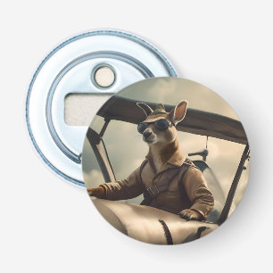 Skies: De Kangoeroe Pilot In Het Oude Vliegtuig Button Flesopener
