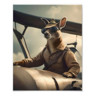  Skies: De Kangoeroe Pilot In Het Oude Vliegtuig Foto Afdruk