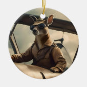 Skies: De Kangoeroe Pilot In Het Oude Vliegtuig Keramisch Ornament (Voorkant)
