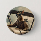 Skies: De Kangoeroe Pilot In Het Oude Vliegtuig Ronde Button 5,7 Cm (Voorkant)