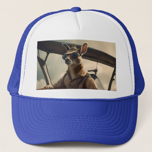 Skies: De Kangoeroe Pilot In Het Oude Vliegtuig Trucker Pet (Voorkant)